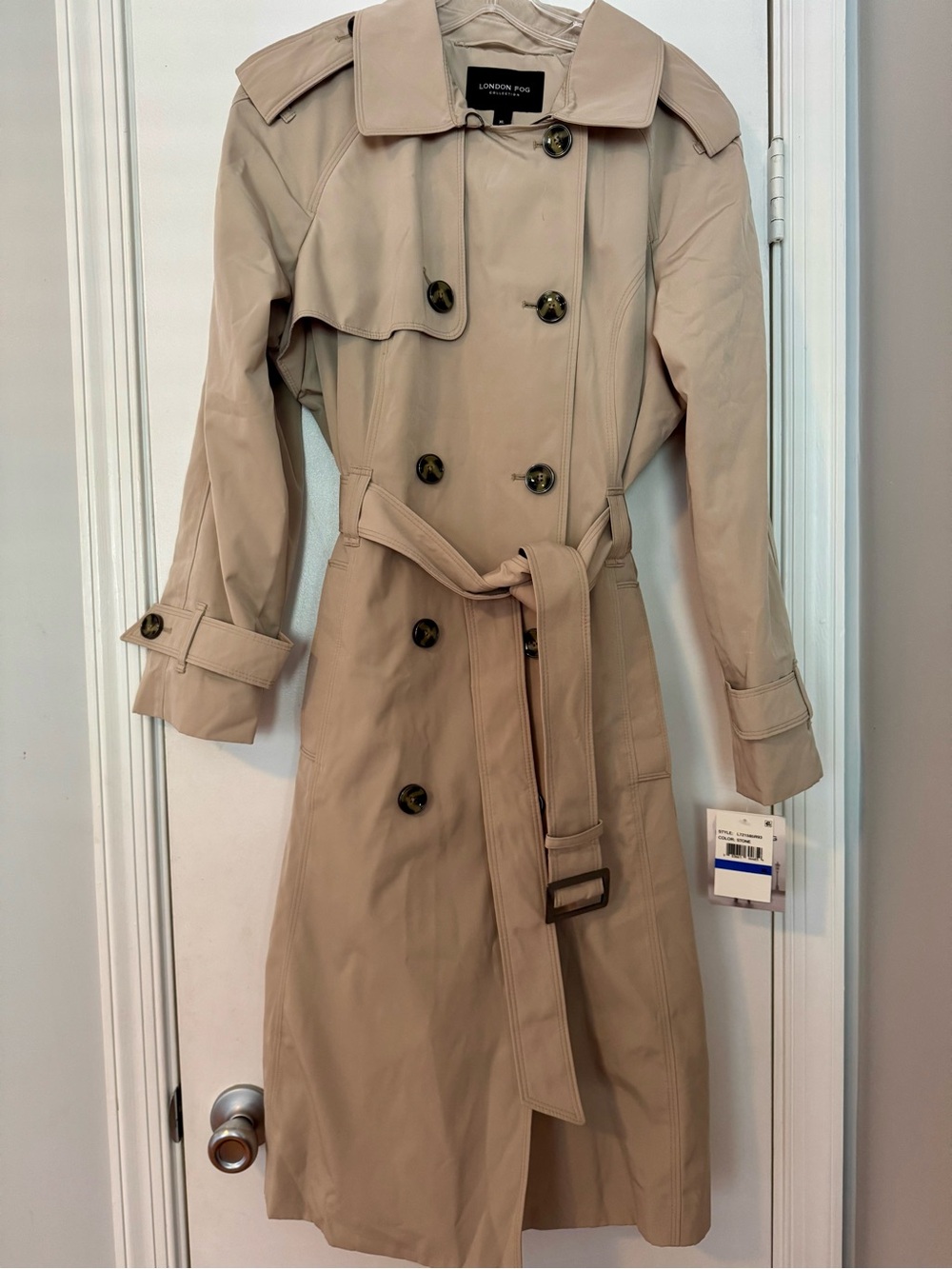 NWT London Fog Beige Double-Breasted Trench with Belt Size XL
